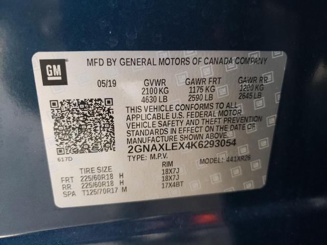 Photo 10 from auction – 2019 CHEVROLET EQUINOX LT with VIN 2GNAXLEX4K6293054