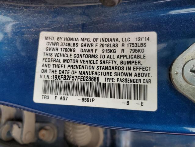 Photo 10 from auction – 2015 HONDA CIVIC LX with VIN 19XFB2F57FE028686