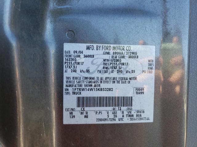 Photo 10 from auction – 2005 FORD F150 SUPER with VIN 1FTRW14W15KB53282