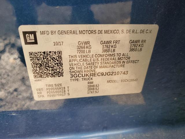 Photo 10 from auction – 2018 CHEVROLET SILVERADO with VIN 3GCUKREC9JG210743