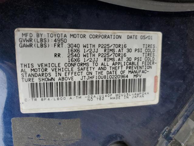 Photo 10 from auction – 2001 LEXUS RX 300 with VIN JTJHF10U810220964