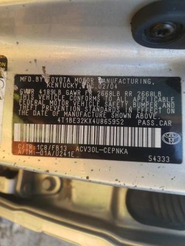 Photo 10 from auction – 2004 TOYOTA CAMRY LE with VIN 4T1BE32KX4U865952