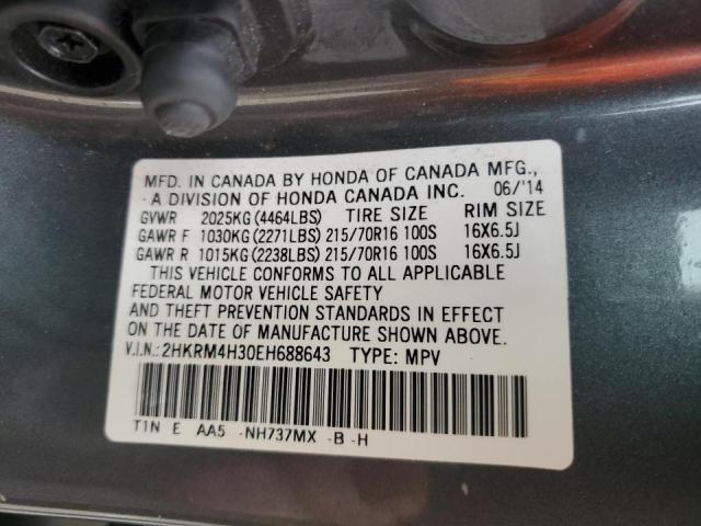 Photo 10 from auction – 2014 HONDA CR-V LX with VIN 2HKRM4H30EH688643