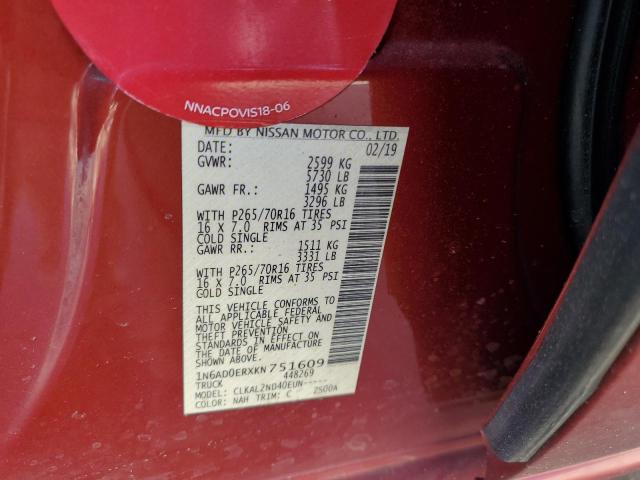 Photo 10 from auction – 2019 NISSAN FRONTIER S with VIN 1N6AD0ERXKN751609