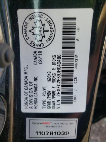 Photo 10 from auction – 2018 HONDA CIVIC LX with VIN 2HGFC2F69JH040486