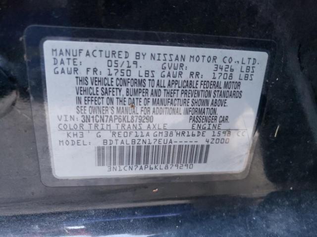 Photo 10 from auction – 2019 NISSAN VERSA S with VIN 3N1CN7AP6KL879290