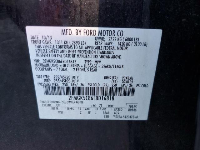 Photo 10 from auction – 2014 FORD FLEX SEL with VIN 2FMGK5C86EBD16818