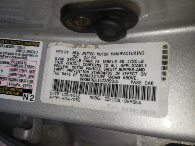 Photo 10 from auction – 2004 TOYOTA COROLLA CE with VIN 1NXBR32E14Z305915