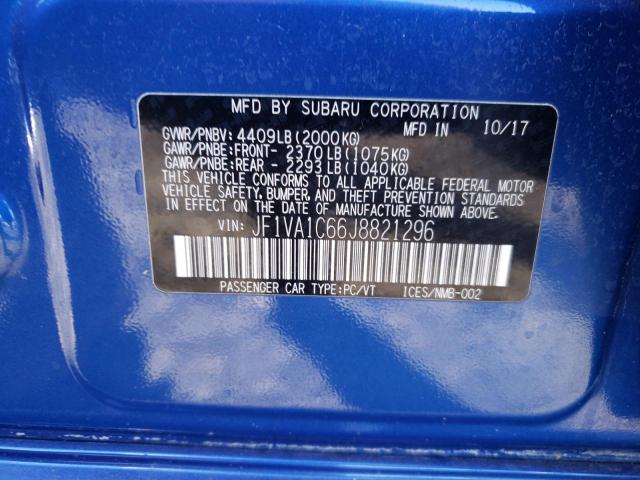 Photo 10 from auction – 2018 SUBARU WRX PREMIU with VIN JF1VA1C66J8821296