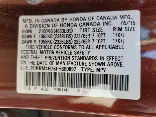 Photo 10 from auction – 2015 HONDA CR-V EXL with VIN 2HKRM4H76FH660897