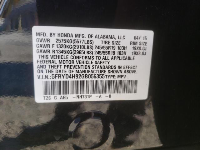 Photo 10 from auction – 2016 ACURA MDX ADVANC with VIN 5FRYD4H92GB056355