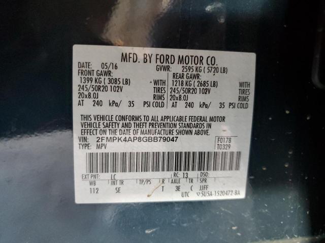 Photo 10 from auction – 2016 FORD EDGE SPORT with VIN 2FMPK4AP8GBB79047