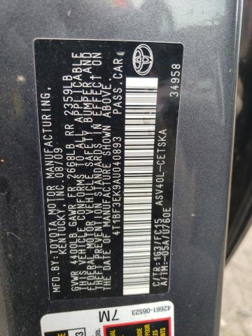 Photo 10 from auction – 2010 TOYOTA CAMRY BASE with VIN 4T1BF3EK9AU040893