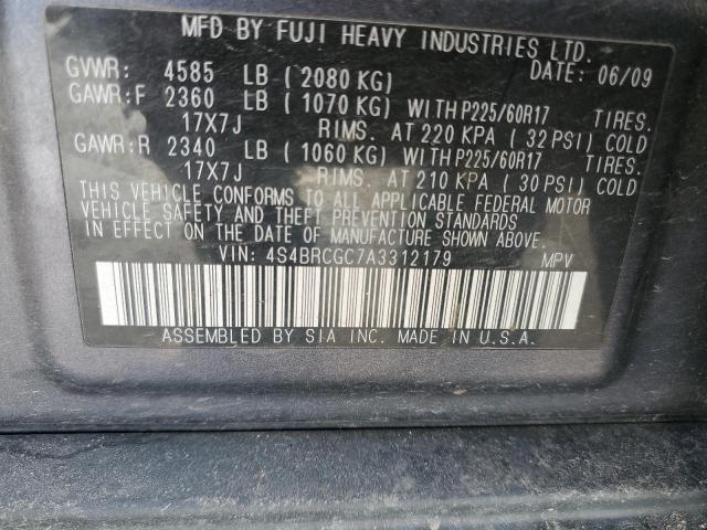 Photo 10 from auction – 2010 SUBARU OUTBACK 2. with VIN 4S4BRCGC7A3312179