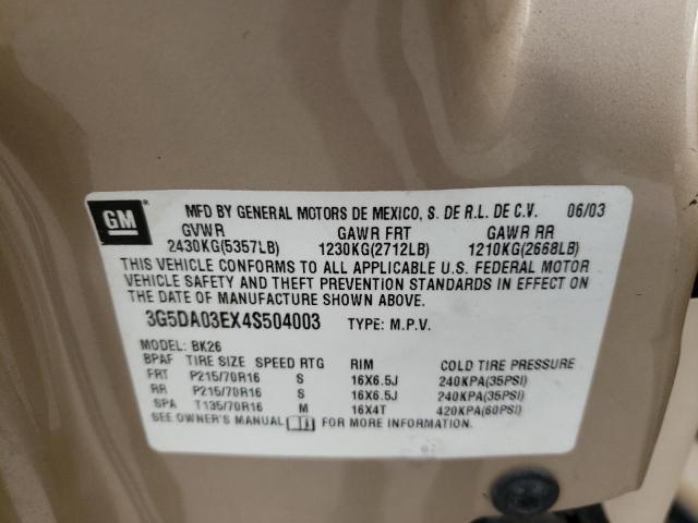 Photo 10 from auction – 2004 BUICK RENDEZVOUS with VIN 3G5DA03EX4S504003