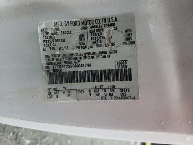 صورة رقم 10 من المزاد - 2003 FORD F150 مع VIN 1FTRF17283NA81744