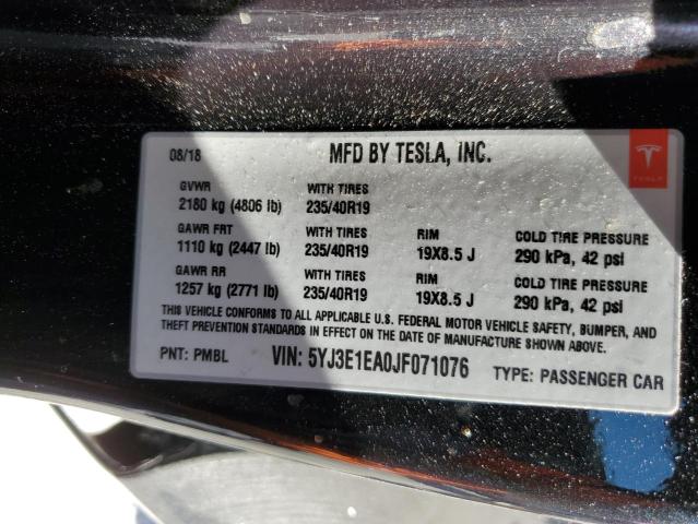 Photo 10 from auction – 2018 TESLA MODEL 3 with VIN 5YJ3E1EA0JF071076