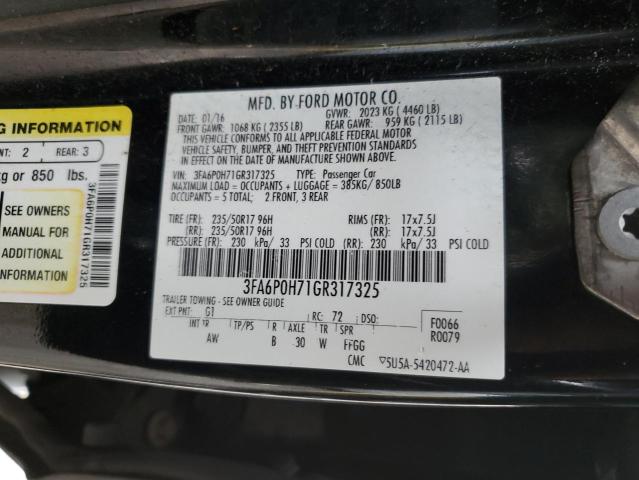 Photo 10 from auction – 2016 FORD FUSION SE with VIN 3FA6P0H71GR317325
