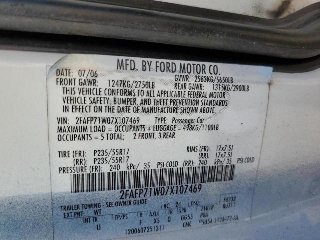 Photo 10 from auction – 2007 FORD CROWN VICT with VIN 2FAFP71W07X107469