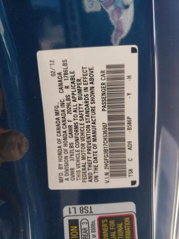 Photo 10 from auction – 2012 HONDA CIVIC EXL with VIN 2HGFG3B17CH536507