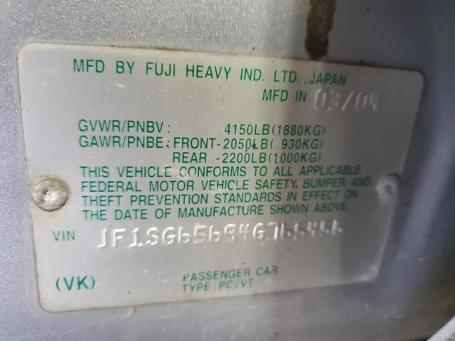 Photo 10 from auction – 2004 SUBARU FORESTER 2 with VIN JF1SG65694G765456
