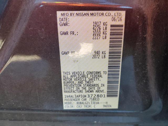 Photo 10 from auction – 2016 NISSAN ALTIMA 2.5 with VIN 1N4AL3AP1GN372801