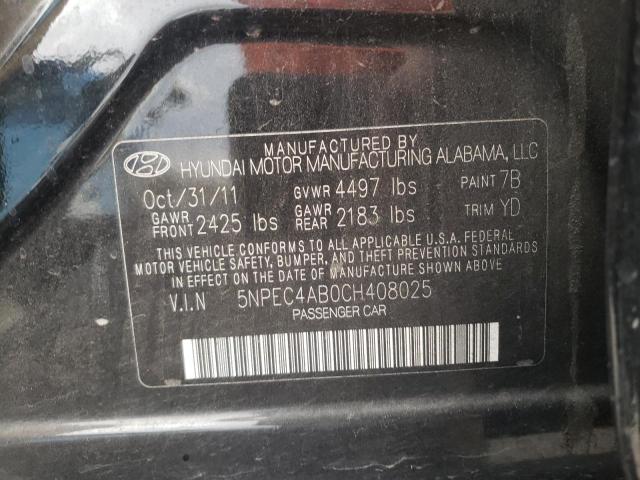 Photo 10 from auction – 2012 HYUNDAI SONATA SE with VIN 5NPEC4AB0CH408025