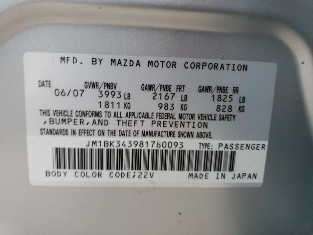 Photo 10 from auction – 2008 MAZDA 3 HATCHBAC with VIN JM1BK343981780093