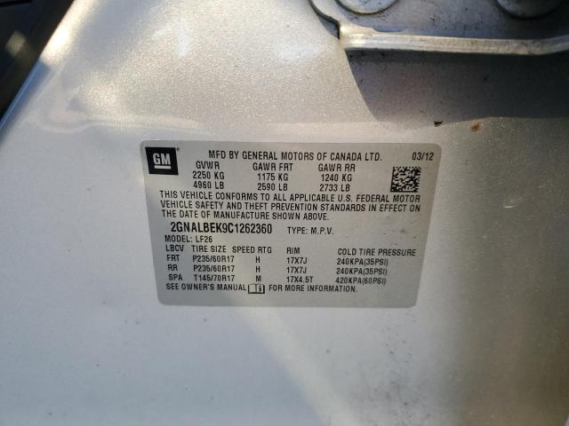 Photo 10 from auction – 2012 CHEVROLET EQUINOX LS with VIN 2GNALBEK9C1262360