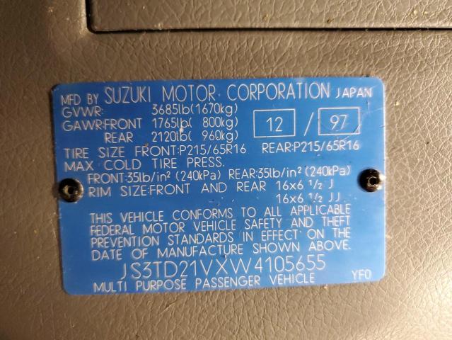 Photo 10 from auction – 1998 SUZUKI SIDEKICK S with VIN JS3TD21VXW4105655