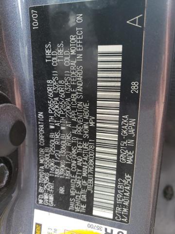 Photo 10 from auction – 2008 TOYOTA 4RUNNER LI with VIN JTEBU17R08K007811