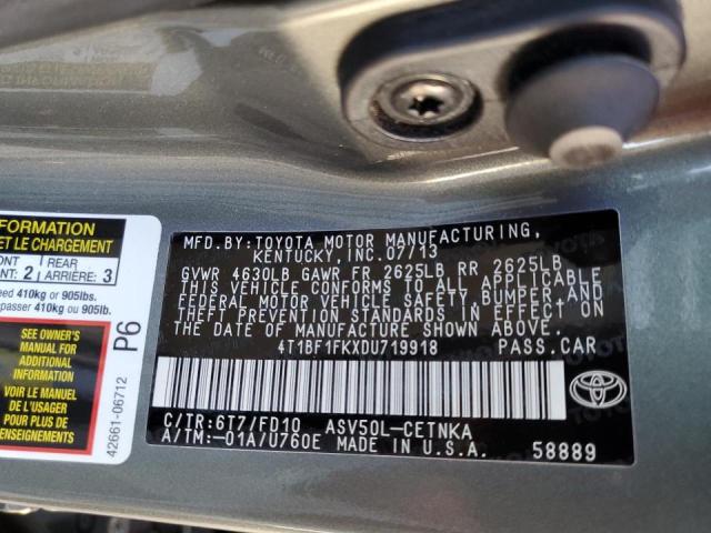 Photo 10 from auction – 2013 TOYOTA CAMRY L with VIN 4T1BF1FKXDU719918