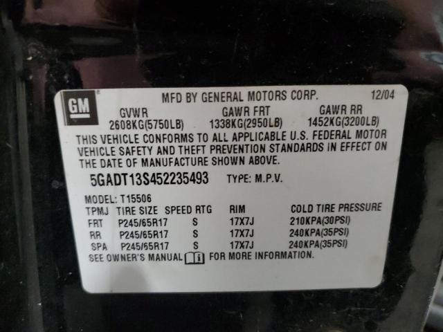 Photo 10 from auction – 2005 BUICK RAINIER CX with VIN 5GADT13S452235493