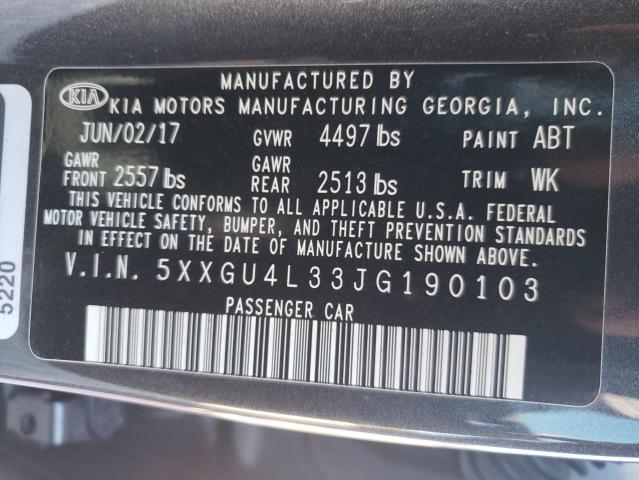 Photo 10 from auction – 2018 KIA OPTIMA EX with VIN 5XXGU4L33JG190103