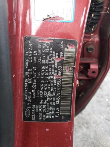 Photo 10 from auction – 2005 HYUNDAI TUCSON with VIN KM8JN12D95U066683