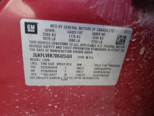Photo 10 from auction – 2013 GMC TERRAIN SL with VIN 2GKFLVEK7D6423460