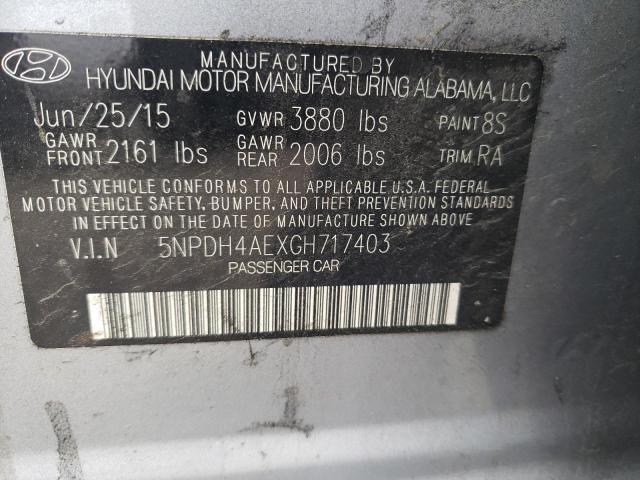 Photo 10 from auction – 2016 HYUNDAI ELANTRA SE with VIN 5NPDH4AEXGH717403