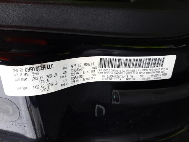 Photo 10 from auction – 2008 JEEP CHEROKEE with VIN 1J8GR48K28C141415