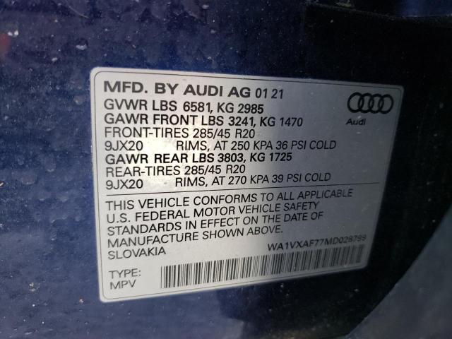 Photo 10 from auction – 2021 AUDI Q7 PRESTIG with VIN WA1VXAF77MD028799