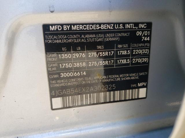 Photo 10 from auction – 2002 MERCEDES-BENZ ML 320 with VIN 4JGAB54EX2A302325