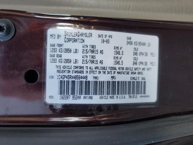 Photo 10 from auction – 2004 CHRYSLER TOWN & COU with VIN 1C4GP45RX4B564449