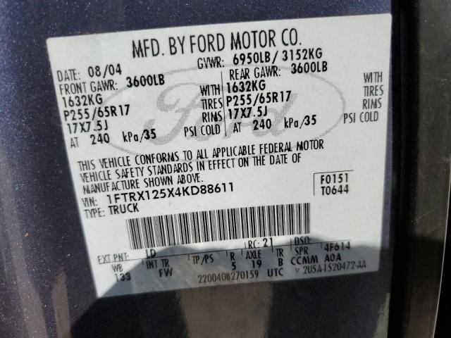 Photo 10 from auction – 2004 FORD F150 with VIN 1FTRX125X4KD88611