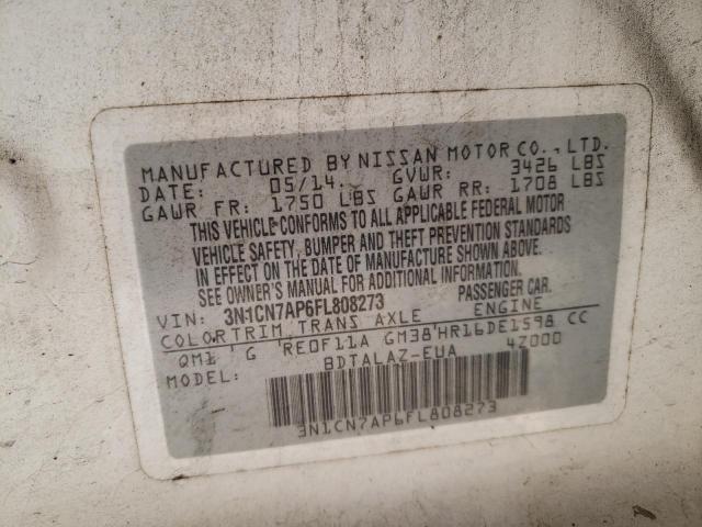 Photo 10 from auction – 2015 NISSAN VERSA with VIN 3N1CN7AP6FL808273