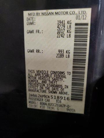 Photo 10 from auction – 2012 NISSAN ALTIMA BAS with VIN 1N4AL2AP9CN518916