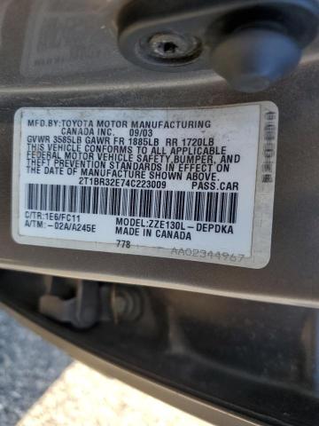 Photo 10 from auction – 2004 TOYOTA COROLLA with VIN 2T1BR32E74C223009
