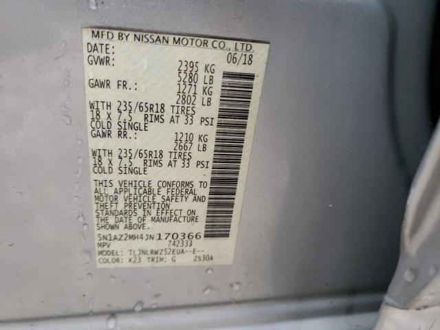 Photo 10 from auction – 2018 NISSAN MURANO S with VIN 5N1AZ2MH4JN170366