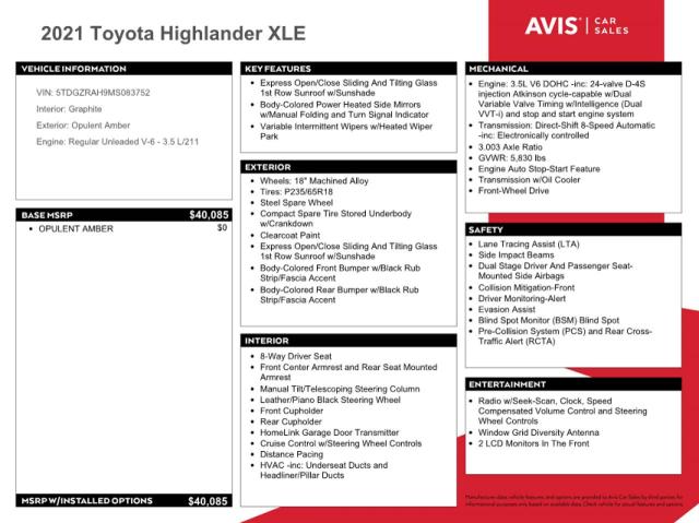 Photo 10 from auction – 2021 TOYOTA HIGHLANDER with VIN 5TDGZRAH9MS083752