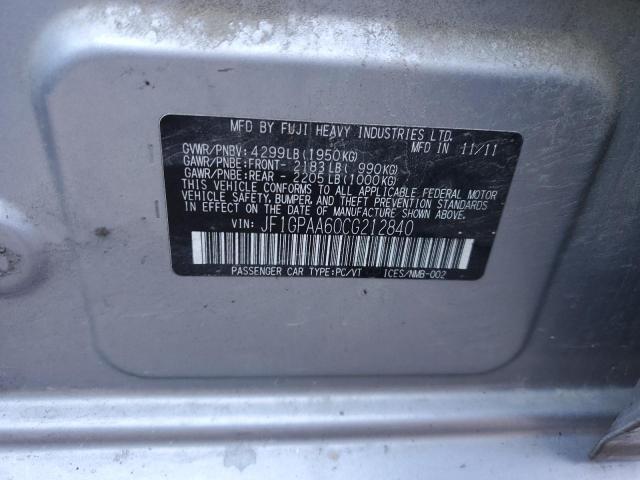 Photo 10 from auction – 2012 SUBARU IMPREZA with VIN JF1GPAA60CG212840