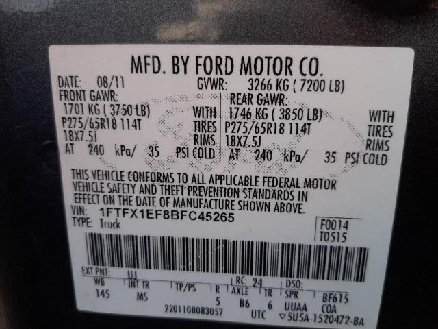 Photo 10 from auction – 2011 FORD F150 SUPER with VIN 1FTFX1EF8BFC45265