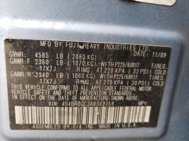 Photo 10 from auction – 2010 SUBARU OUTBACK 2. with VIN 4S4BRBGC3A3342158